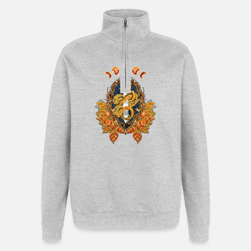 Superbe serpent avec épée - Sweat à zip 1/4 - gris chiné