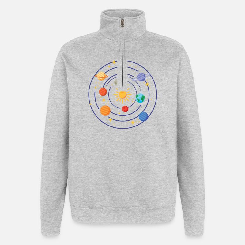 Système solaire - Sweat à zip 1/4 - gris chiné