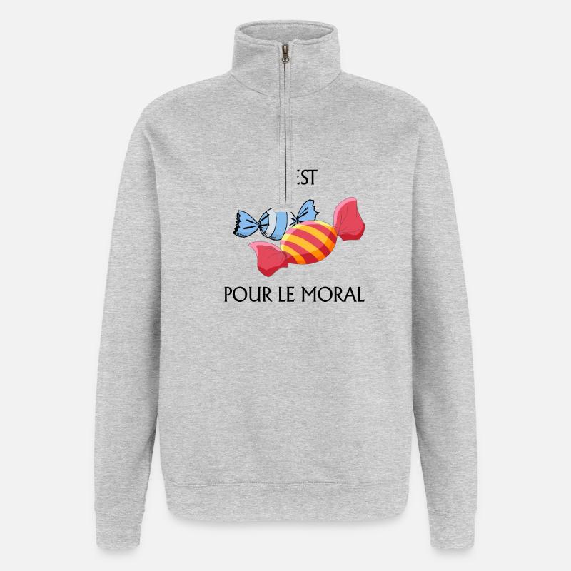 candy for morale - Quarter-Zip Sweatshirt - heather grey