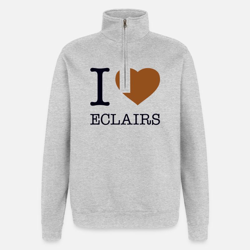 J’ADORE LES ÉCLAIRS - Sweat à zip 1/4 - gris chiné