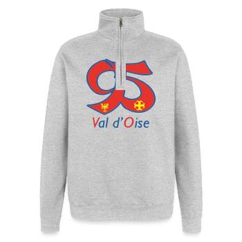 Val d'oise 95 - Quarter-Zip-Sweatshirt - Grau meliert - Vorne - AI Model Female 172 light (172cm) & AI Model Male 178 dark (178cm)