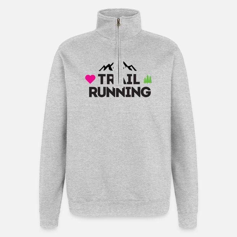 J’adore le Trail Running - Sweat à zip 1/4 - gris chiné