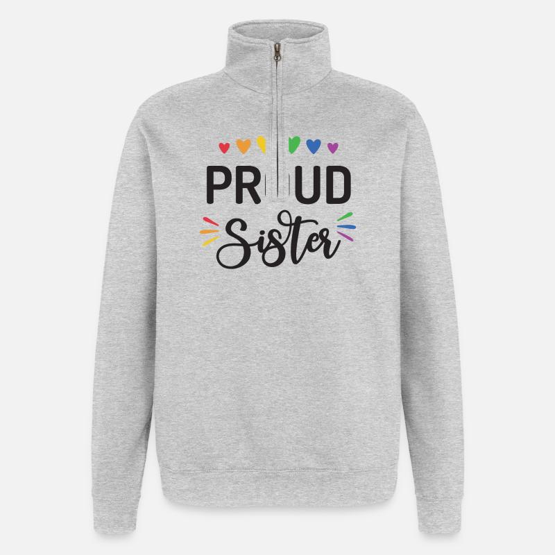 Stolze Schwester - Quarter-Zip-Sweatshirt - Grau meliert
