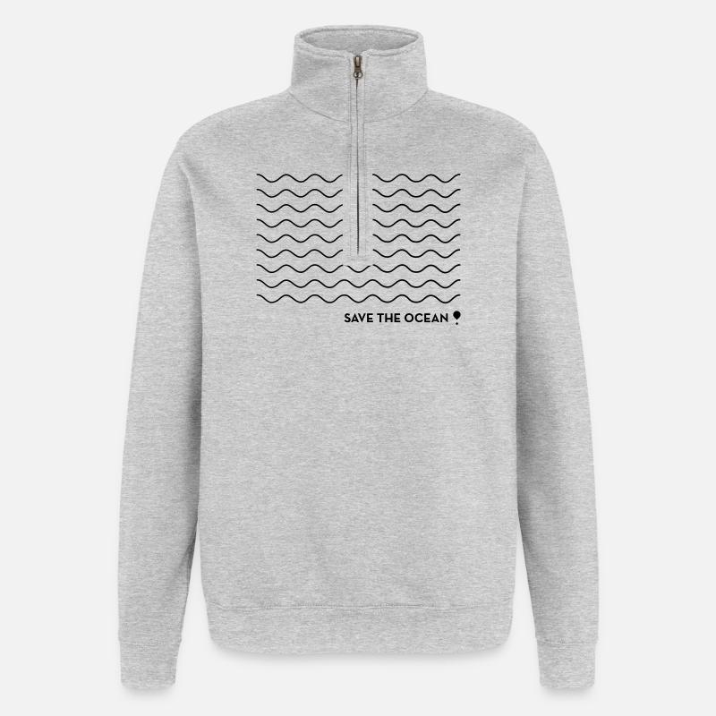 Save the ocean! - Quarter-Zip-Sweatshirt - Grau meliert