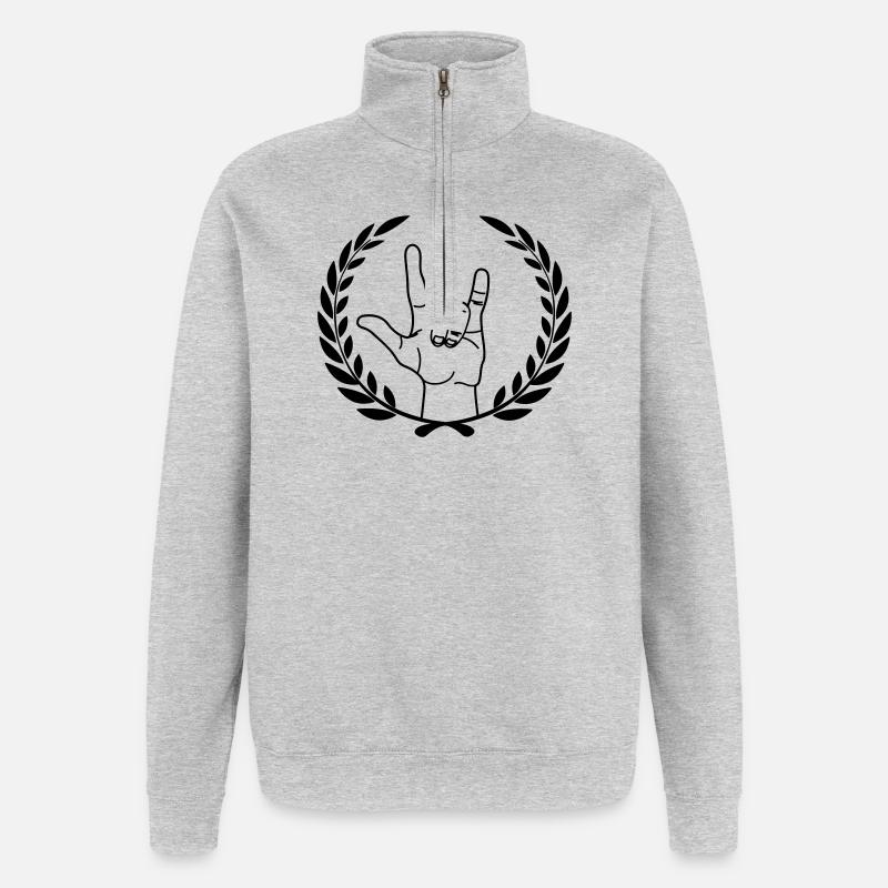 Respect du geste de la main - Sweat à zip 1/4 - gris chiné