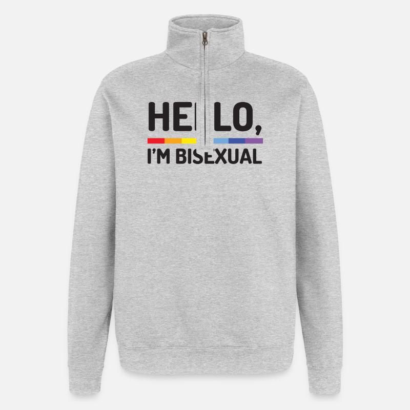Hello, I'm Bisexual - Quarter-Zip Sweatshirt - heather grey