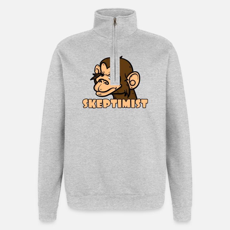 Skeptiker Affe - Skeptimist - Quarter-Zip-Sweatshirt - Grau meliert