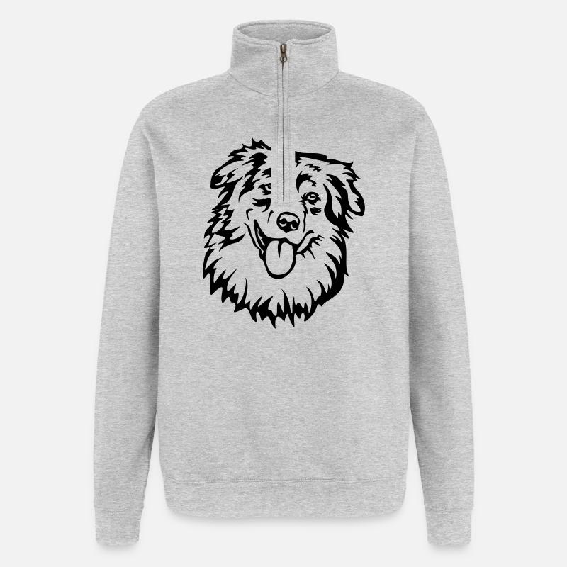 Australian Shepherd Head - Quarter-Zip Sweatshirt - heather grey