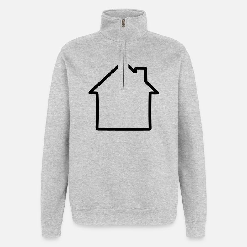 Logo simple de la maison - Sweat à zip 1/4 - gris chiné