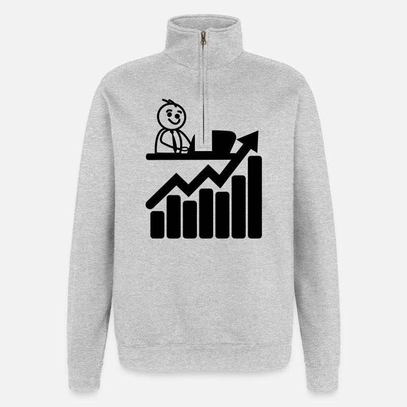 Graphique trader boursier - Sweat à zip 1/4 - gris chiné
