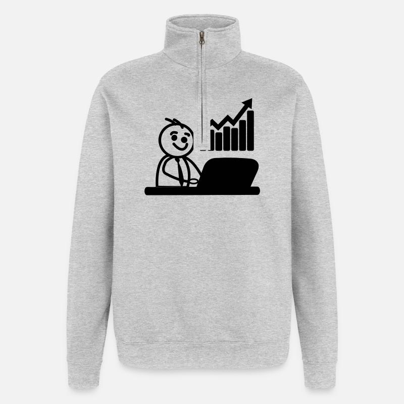 Chart-Börsenmakler - Quarter-Zip-Sweatshirt - Grau meliert