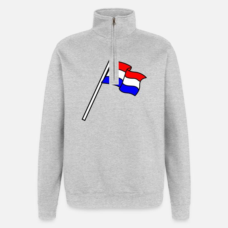 Drapeau Pays-Bas Drapeaux NL - Sweat à zip 1/4 - gris chiné