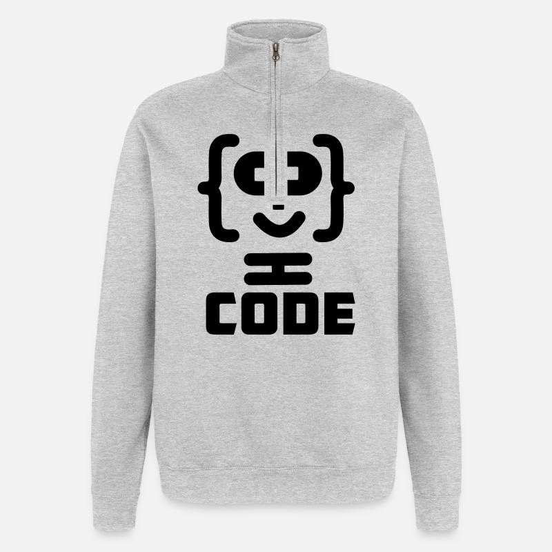 Hacker-Programmierer-Code-Logo mit Text CODE - Quarter-Zip-Sweatshirt - Grau meliert