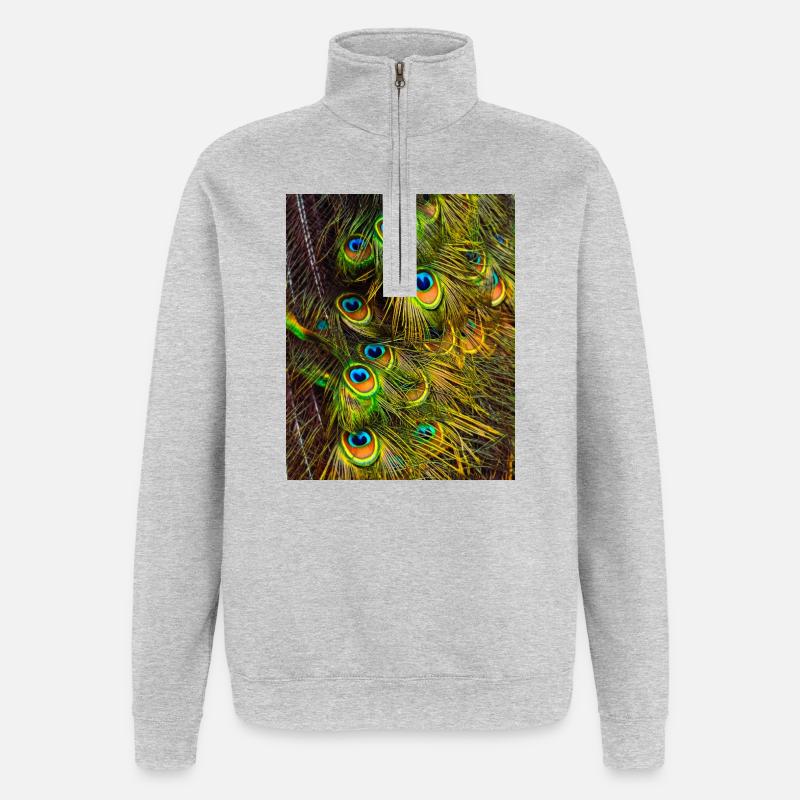 Pfauenfedern  - Quarter-Zip-Sweatshirt - Grau meliert