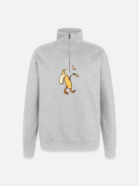 Ganso fotos divertidas ganso mi humor ganso plátano - Sudadera con cremallera 1/4 - gris jaspeado