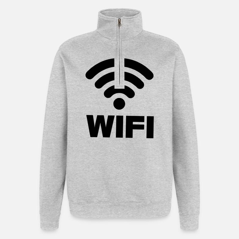 Connexion WIFI - Sweat à zip 1/4 - gris chiné