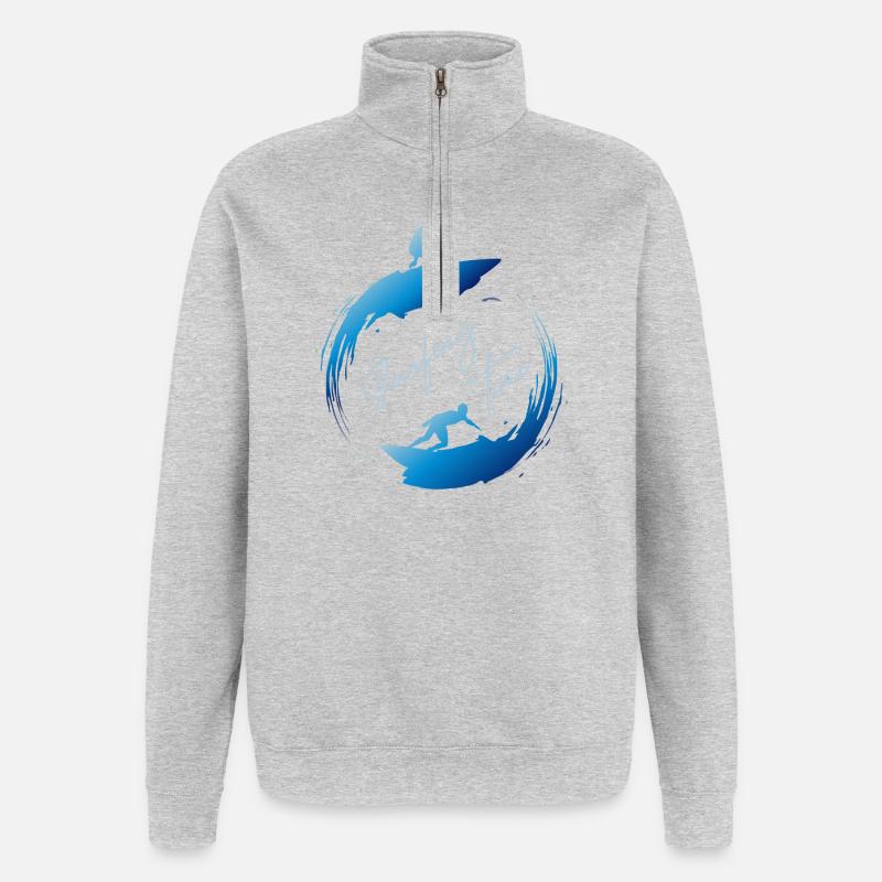 Surf, temps de surf - Sweat à zip 1/4 - gris chiné