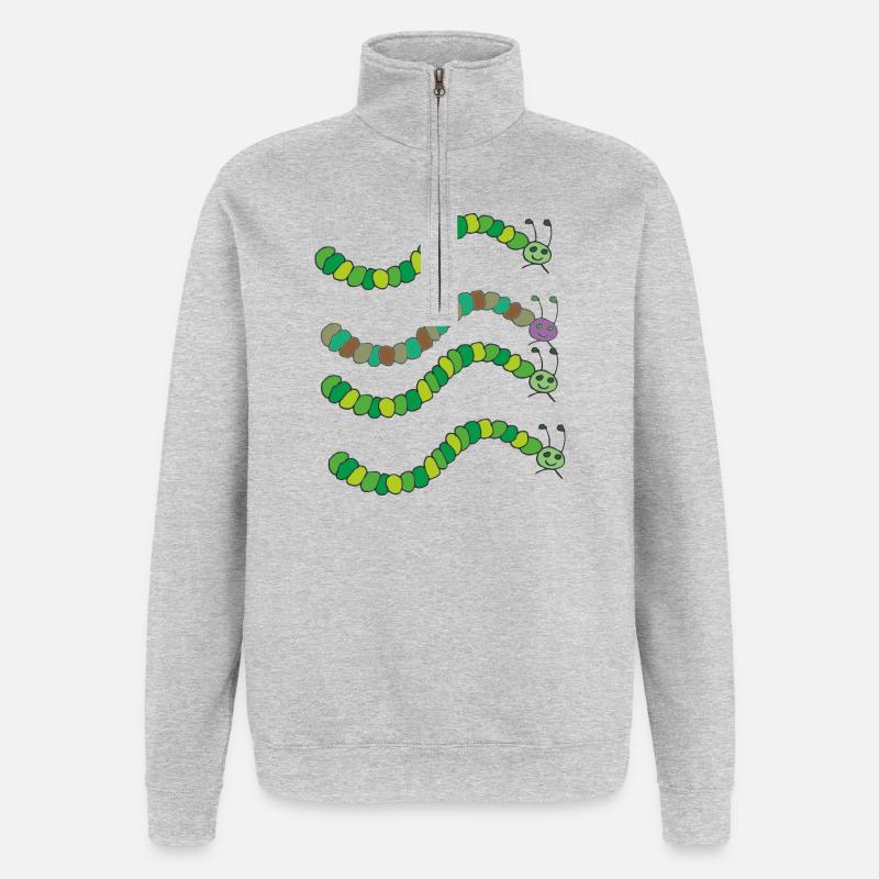 variété de chenille - Sweat à zip 1/4 - gris chiné