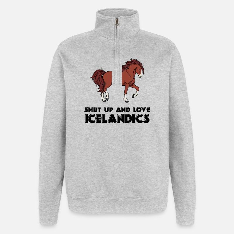 Cool Islandpferde Statement Pferdeliebe Isländer - Quarter-Zip-Sweatshirt - Grau meliert