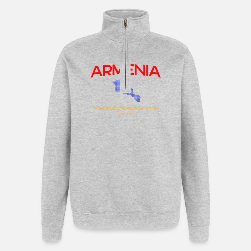 Armenia Map Script Emblem - Quarter-Zip Sweatshirt - heather grey