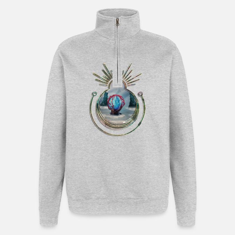 Dans le cocon sur la plage - Sweat à zip 1/4 - gris chiné