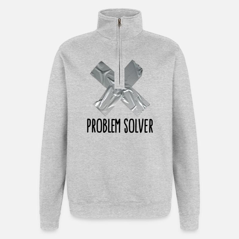 Funny Tape Man Father Problem solver - Quarter-Zip Sweatshirt - heather grey