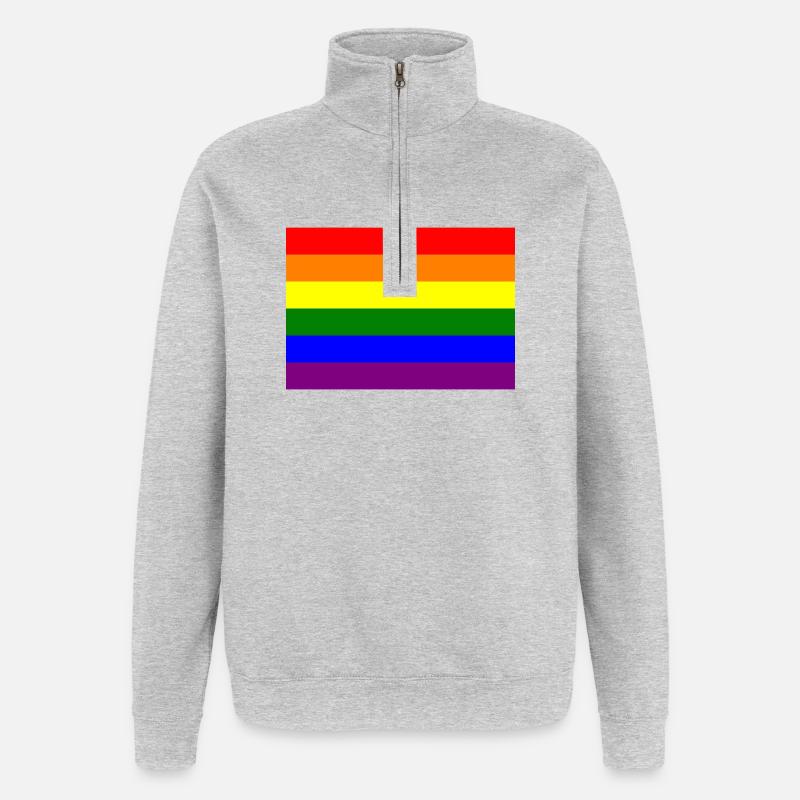 Pride Regenbogen Flaggendesign - Quarter-Zip-Sweatshirt - Grau meliert