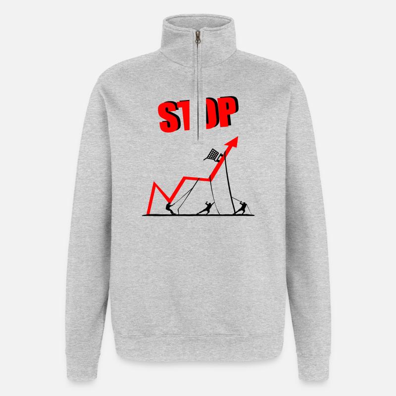 Inflation Lebensmittel Preise - Quarter-Zip-Sweatshirt - Grau meliert