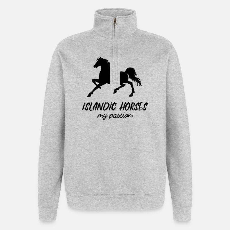 Chevaux islandais Déclaration Cheval Amour Chevaux - Sweat à zip 1/4 - gris chiné