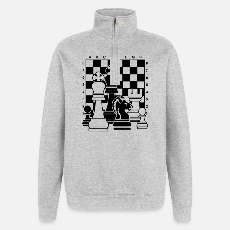 Échecs - Sweat à zip 1/4 - gris chiné