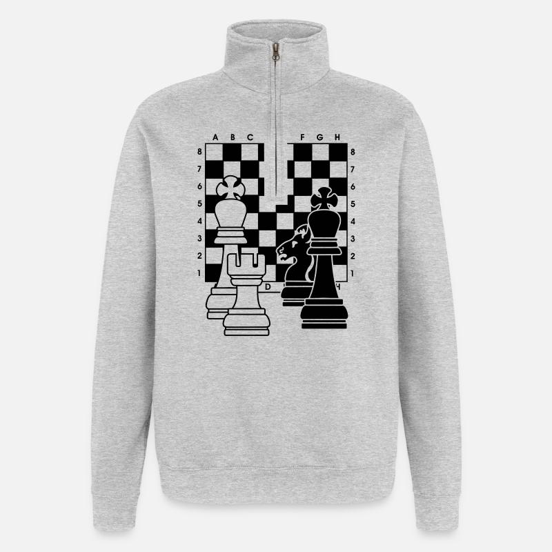 Chess2 - Quarter-Zip Sweatshirt - heather grey