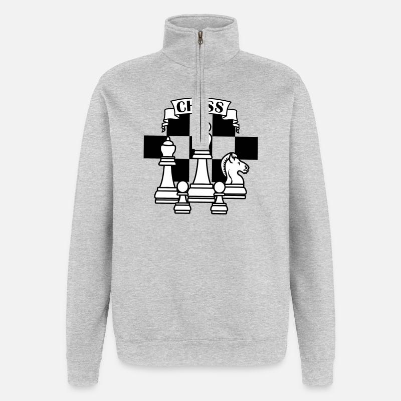 Chess chess pieces white - Quarter-Zip Sweatshirt - heather grey