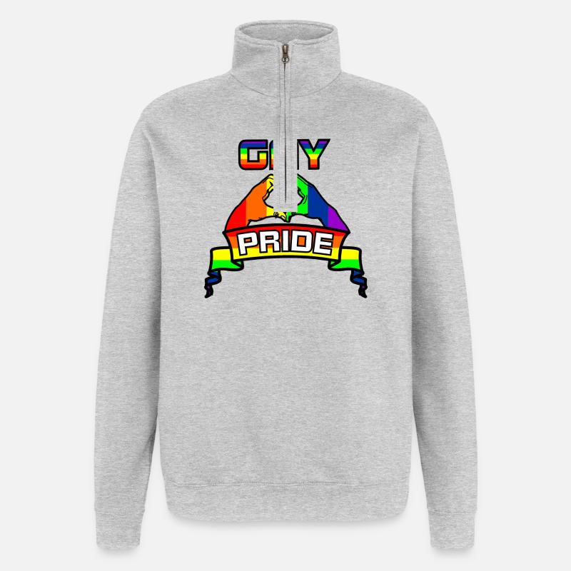 Regenbogen Gay Pride Logo 4 - Quarter-Zip-Sweatshirt - Grau meliert
