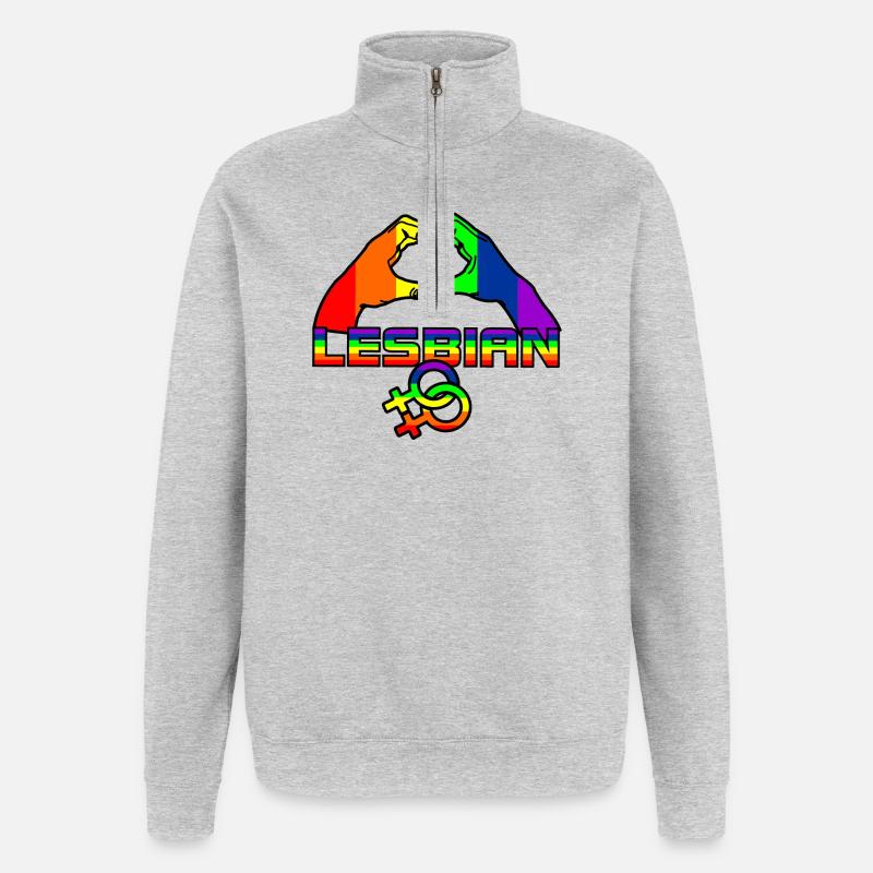 Regenbogen lesbies stolzes Logo 4 - Quarter-Zip-Sweatshirt - Grau meliert