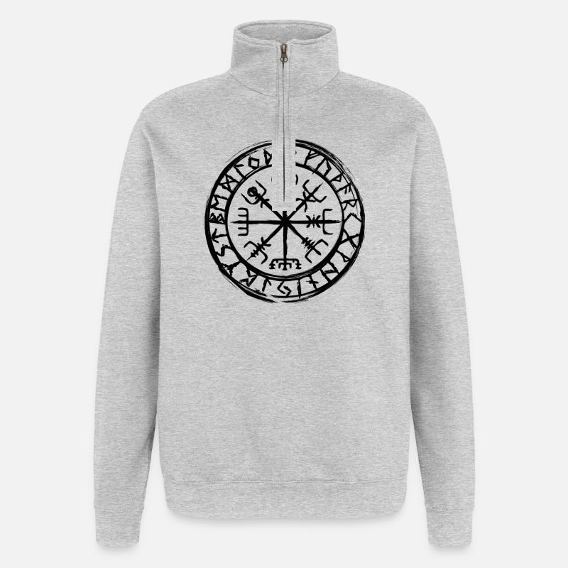 Vegvisir Kompass - Quarter-Zip-Sweatshirt - Grau meliert