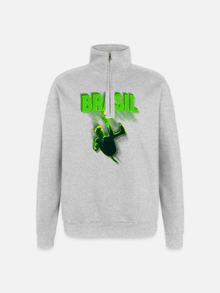Brasil Neon Soccer Kick - Quarter-Zip Sweatshirt - heather grey
