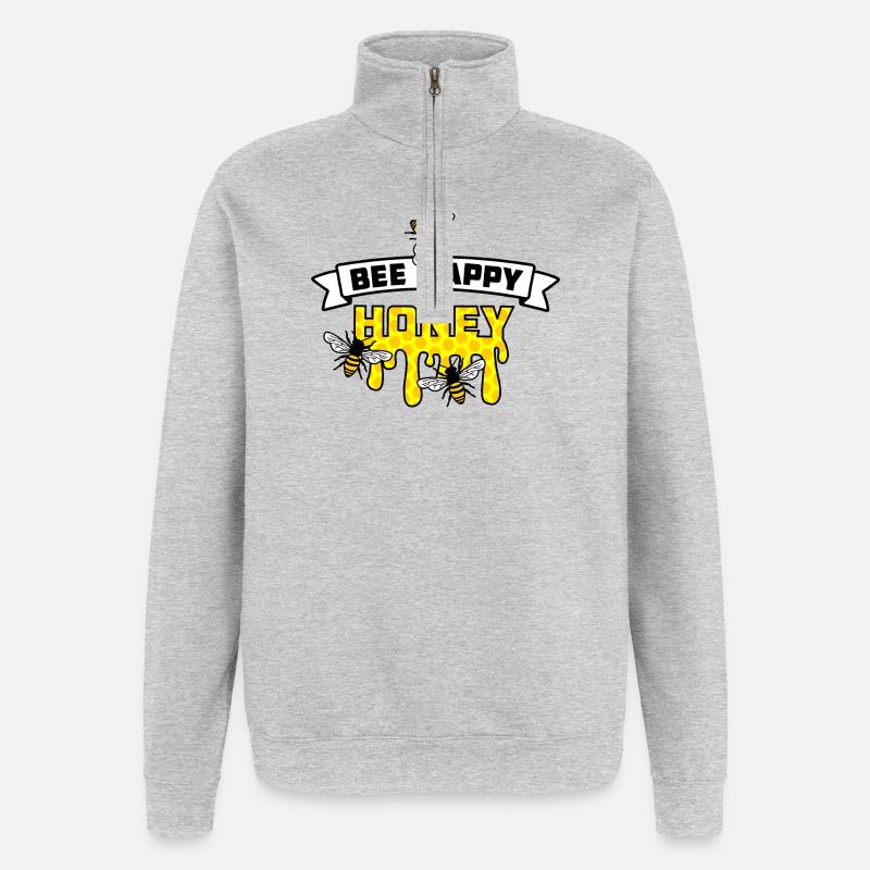 Sei fröhlich - Quarter-Zip-Sweatshirt - Grau meliert