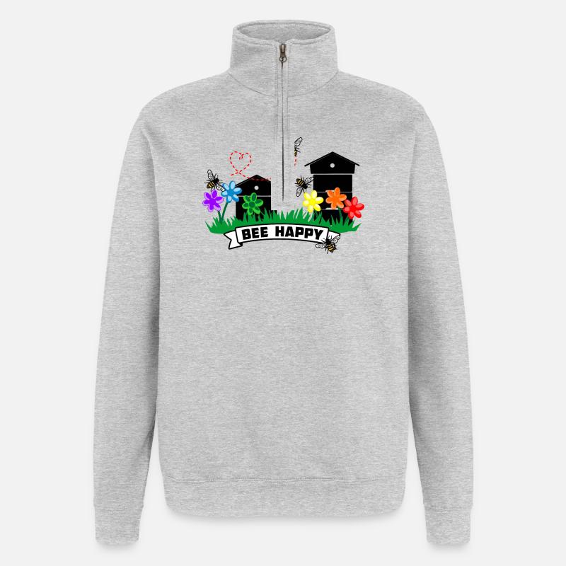 Honiggewächshäuser und Blumen - Quarter-Zip-Sweatshirt - Grau meliert