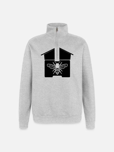 Bienenhaus oder Bienennest - Quarter-Zip-Sweatshirt - Grau meliert