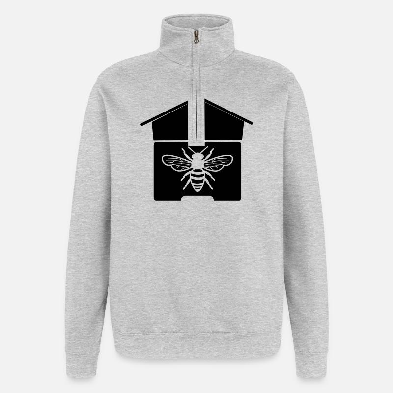 Bienenhaus oder Bienennest - Quarter-Zip-Sweatshirt - Grau meliert