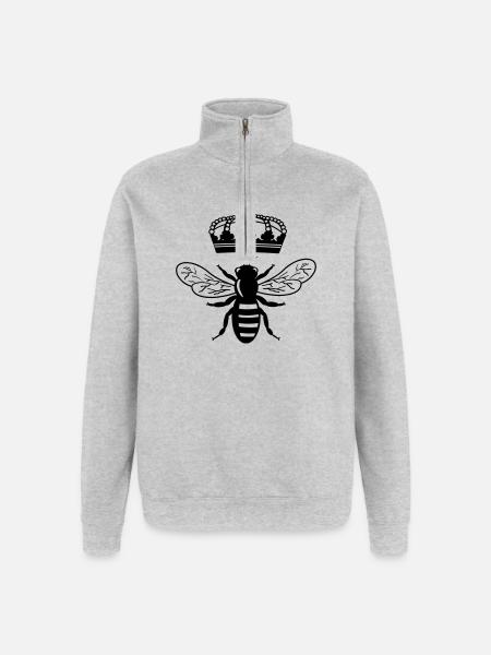 Queen bee with crown - Quarter-Zip Sweatshirt - heather grey