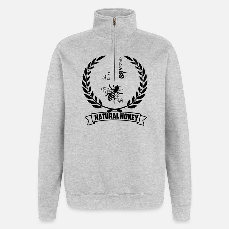 Abeilles en couronne de laurier - Sweat à zip 1/4 - gris chiné