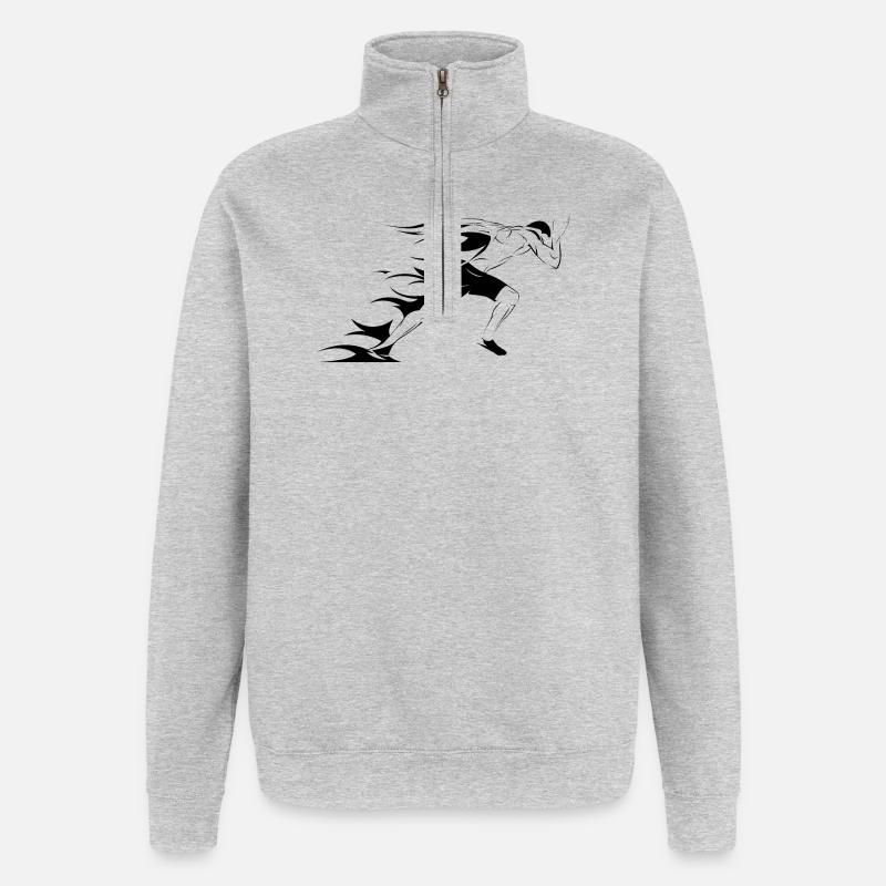Runner Icon Illustration Sprinter Graphic icon - Quarter-Zip Sweatshirt - heather grey