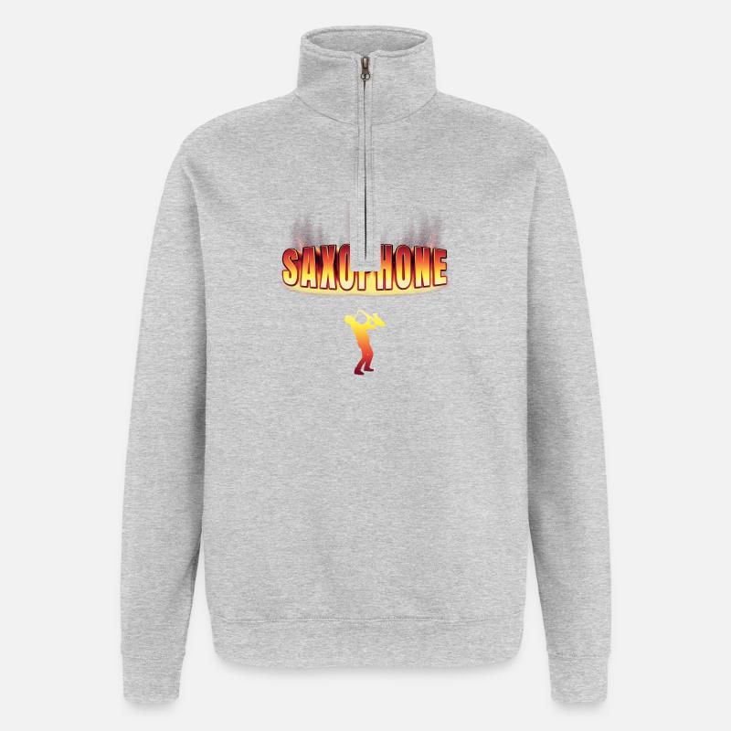 Saxophon Design - Quarter-Zip-Sweatshirt - Grau meliert