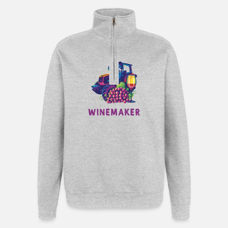 Winemaker Design - Quarter-Zip Sweatshirt - heather grey