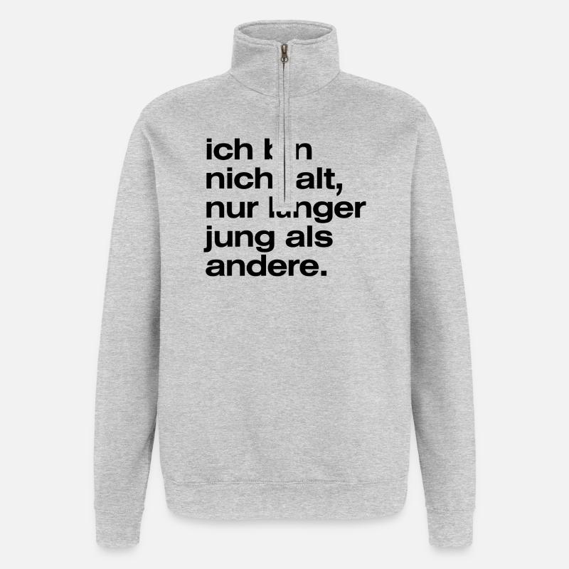 Ich bin nicht Alt - Quarter-Zip-Sweatshirt - Grau meliert