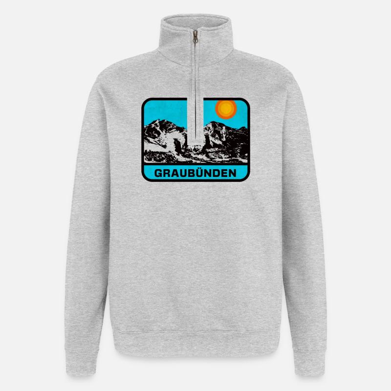 Graubünden Panorama Sonnenrand - Quarter-Zip-Sweatshirt - Grau meliert