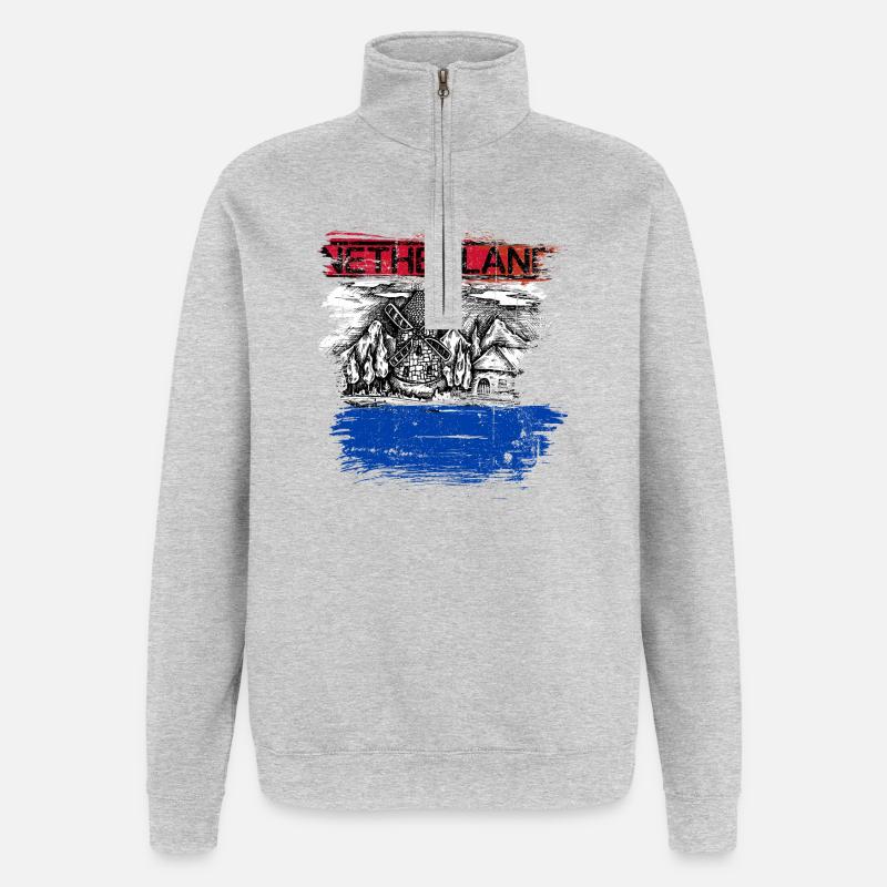 Niederlande Windmill Vista - Quarter-Zip-Sweatshirt - Grau meliert