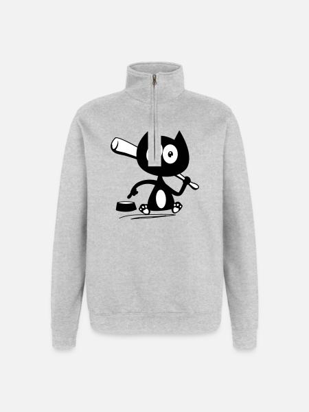 Give me food! Cat humor! - Quarter-Zip Sweatshirt - heather grey