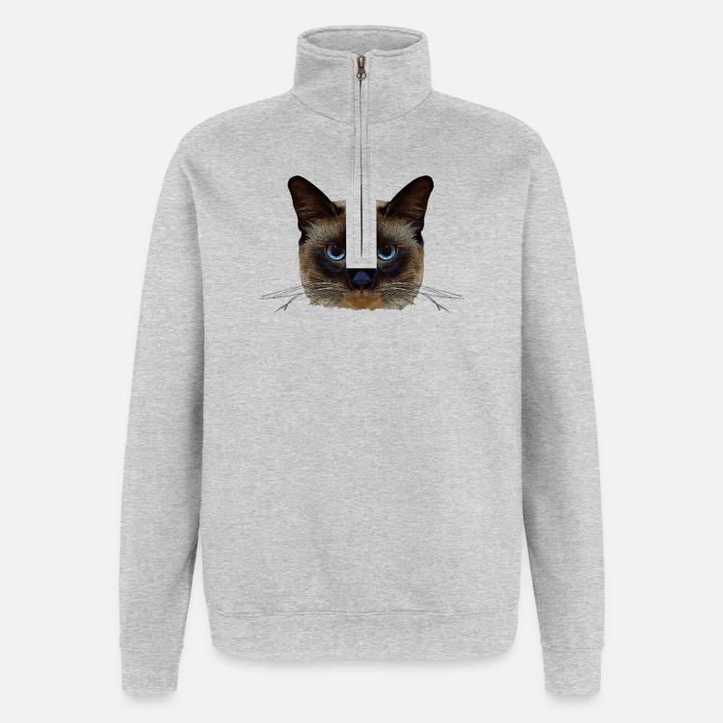 Siam katze, süße Tees, closing - Quarter-Zip-Sweatshirt - Grau meliert